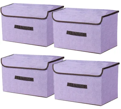 Aufbewahrungsboxen mit Deckel, 4er-Set, 36x23x24 cm, faltbar, lila
