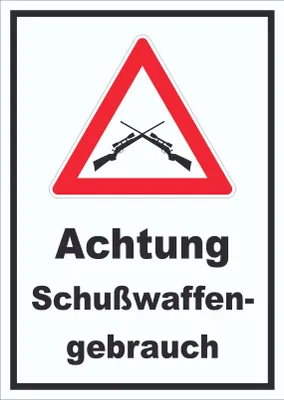 Produktbild von Achtung Schusswaffengebrauch Schild A6 Rückseite selbstklebend