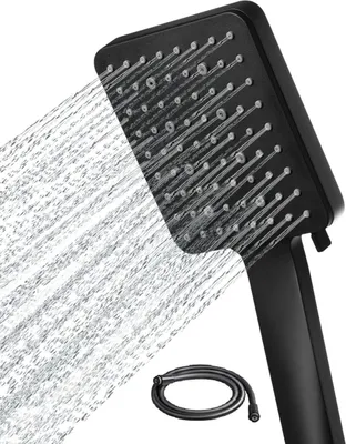 Produktbild von Duschkopf,Duschbrause mit Schlauch Schwarz, Duschschlauch mit Duschkopf, Handbrause Duschkopf Regendusche mit 6 Strahlarten