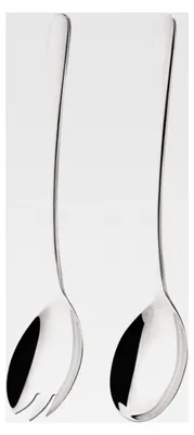 Produktbild von 20CM Salatbesteck aus Edelstahl 304, Salatlöffel und Salatgabel aus Edelstahl 18/8, robustes Tischbesteck mit hochwertiger Verarbeitung der Serie Bon Appétit
