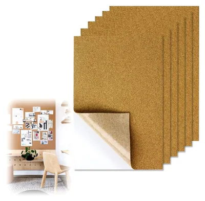 Produktbild von 6 Selbstklebende Korkplatten 30 x 21 cm, Dicke 1 mm für Bastelarbeiten und Wanddekoration