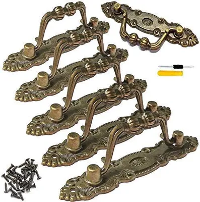 Produktbild von 6 Stück Vintage Möbelgriff,Zink Legierung Antik Schrankgriffe,Griffe Möbel für Schubladen, Truhen, Schränke, Kommoden, Küchen, Hause DIY Decor,mit 12×Schrauben+Schraubendreher(10.5×2×3.5CM)