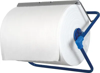 Produktbild von Wandhalter für Putztuchrollen bis 400 mm breite, Metall blau, BxTxH 500x230x312 mm
