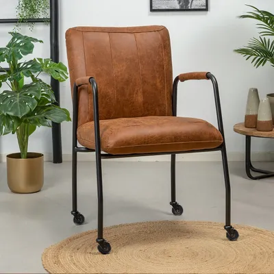 Produktbild von Bronx71 Esszimmerstuhl Mila mit Rollen  cognac