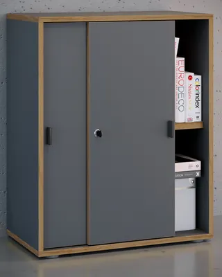 Produktbild von VCM Büroschrank mit 2 Fächern | moderner Aktenschrank mit Schiebetüren | Maße H. 74 x B. 60 x T. 37 cm – Salia 2-Fach