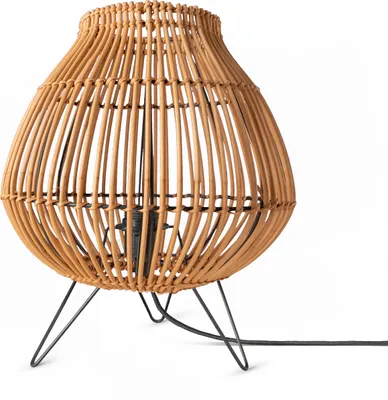 Produktbild von Rattan Pendelleuchte Wohnzimmer Tischleuchte Boho Käfig Lampe Nachttisch Metall