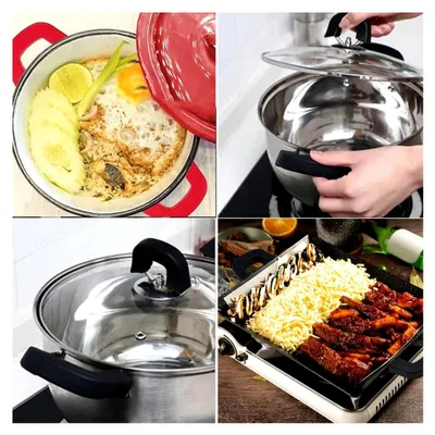 Produktbild von Silikongriffe für Töpfe, 4 Stück Hitzeschutz Silikon Topflappen Set rutschfester Griffschutz für Töpfe