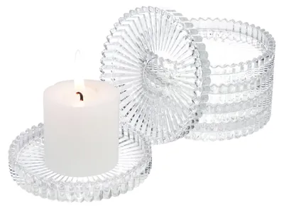 6er Set Glas-Kerzenhalter, klar, 10 cm Durchmesser, für Teelichter