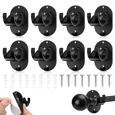 Image de Lot de 8 supports pour tringle de rideau adhésifs, sans perçage