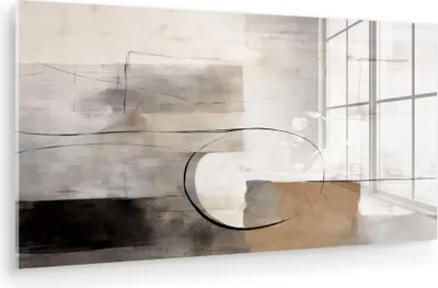 Produktbild von MuchoWow Glasbilder - Bilder auf Wandbild - Foto auf Glas Abstrakte Kunst - Industriell - Weiß - Grau 40x20 cm Wanddekoration aus Glas - Acrylglasbild - Acrylbilder - Modern - Wandgemälde auf Glas