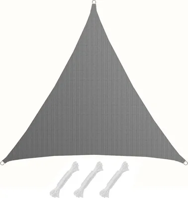 Produktbild von Amanka Sonnensegel HDPE Grau 7x7x7 m Dreieck UV-Schutz für Balkon und Garten, mit 3 D-Ringen und 3 PE-Seilen, kein Hitzestau, keine Wassersäcke