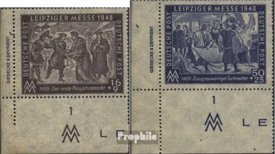Produktbild von Briefmarken Sowjetische Zone (All.Bes.) 1948 Mi 198DZ-199DZ mit Druckereizeichen (kompl.Ausg.) postfrisch Leipziger Messe