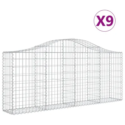 Produktbild von vidaXL Gabionen mit Hochbogen 9 Stk. 200x30x80/100 cm Verzinktes Eisen