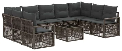 Immagine prodotto di Set divano da giardino vidaXL, 10 pezzi, grigio, in polyrattan