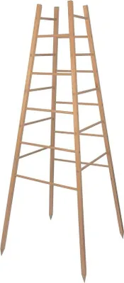 Obrázek produktu pro Zahradní rostlinná pyramida z dubového dřeva 50 x 50 x 145 cm, certifikovaná pro zahradu – mřížka na rostliny, opěrná věž