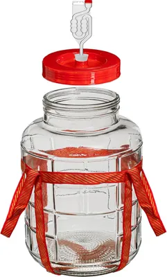 Produktbild von 5L Gärballon Glas mit Gäraufsatz – Weinballon Gärbehälter für Wein Bier Maische – Vorratsglas Fermentation Einmachglas
