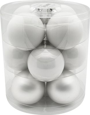 Weihnachtskugeln Glas 8cm, 12 Stück, Farbe:Just White-Mix ( weiß )