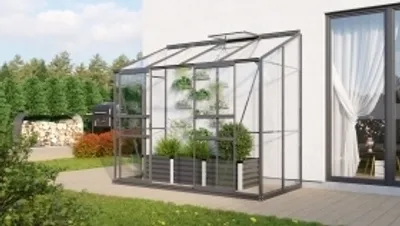 Produktbild von Vitavia Anlehn-Gewächshaus "Styx 3300" schwarz 3,3 m² 3 mm ESG