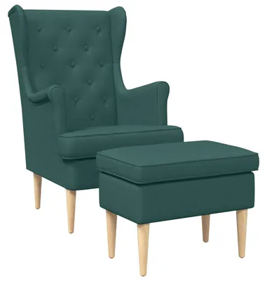 Produktbild von vidaXL Sessel mit Fußhocker 2 stk. Dunkelgrün Stoff