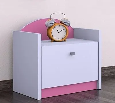 Produktbild von Happy Babies Nachttisch - Nachttische, Beistelltisch mit Regal, Nachttisch, Schlafzimmer, Wohnzimmer, einfache Montage, Industriedesign, Rosa