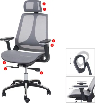 Obrázek produktu pro Kancelářská židle HWC-A59, kancelářská židle, posuvná funkce tkanina/textil ISO9001  šedá/šedá