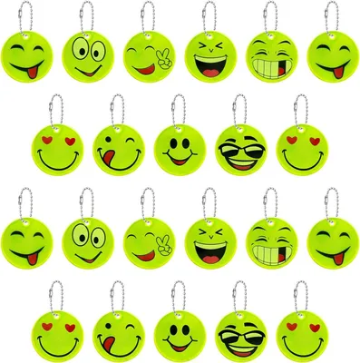 Productafbeelding van Reflecterende smileyhangers kinderen - Set van 22