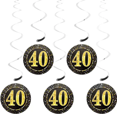 Produktbild von Oblique Unique 5 Deckenhänger Wirbel Spiral Girlanden mit Zahl 40 Geburtstag Jubiläum Party Feier Deko