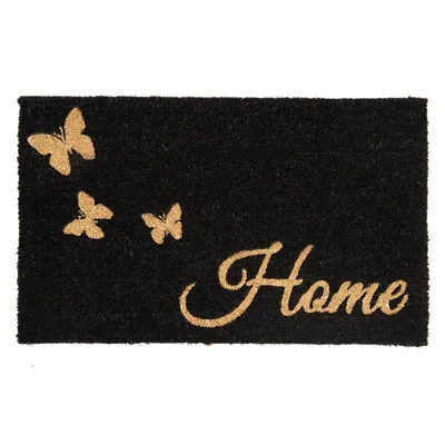Produktbild von Clayre & Eef Fußmatte 75x45 cm Goldfarbig Schwarz PVC-Kokosfaser Rechteck Schmetterlinge