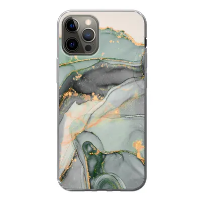 Produktbild von MuchoWow® Handyhülle Schutzhülle Hülle für iPhone 12 Pro Gold - Marmor - Grün - Luxus - Glitzer - Marmoroptik Silikon Softcase Handy Hülle - Abdeckung