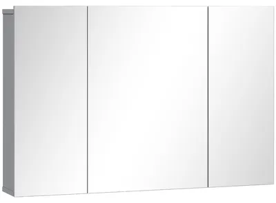 Image de Armoire de salle de bain avec 3 portes et étagères réglables | Couleur : Gris | Dimensions : 90 x 15 x 60 cm