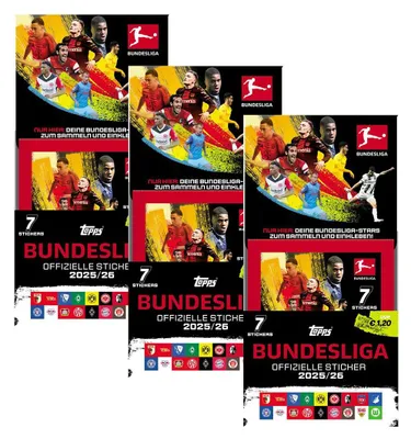 Produktbild von Topps Bundesliga Sammelsticker 2025/2026 - 3 Displays (150 Tüten)