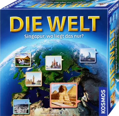 A board game box with images of famous landmarks from around the world.