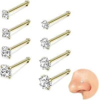 Produktbild von Nasenpiercing-Set 8 Stück gold - Helix & Nostril Piercing 1,5-3 mm - RVS Neusringen für Damen & Herren