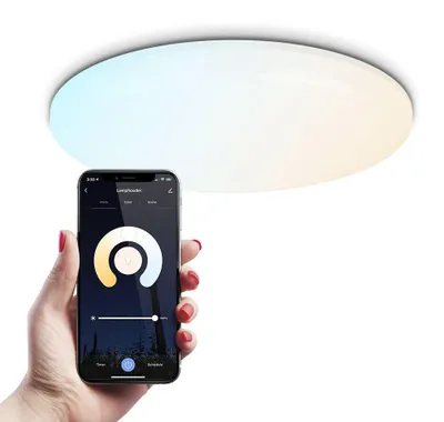 Image de HOFTRONIC - Plafonnier connecté rond 24W 2400lm Ø30cm RGBWW Wifi Bluetooth IP20