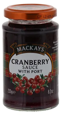 Produktbild von Mackays Cranberry Sauce mit Portwein, 235 g – Fruchtige Beilage für Fleisch & Geflügel
