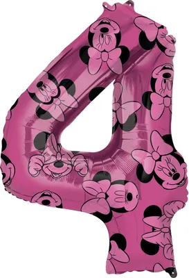 Zdjęcie produktu dla Balon Foliowy Cyfra 4 Myszka Minnie 66 cm