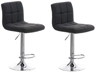 Produktbild von CLP 2er Set Barhocker Peru Stoff drehbar und höhenverstellbar dunkelgrau