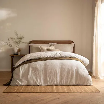 Immagine prodotto di Yard - Set di biancheria da letto "Perrie Leaf Muslin", cotone, reversibile RV3659 (letto singolo) (Naturale)