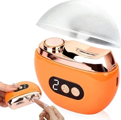 Obrázek produktu pro Elektrické nůžky na nehty 3 v 1 – dobíjecí – automatické nůžky na nehty s LED světlem a zachycovačem – bezpečné pro nehty na rukou i nohou – oranžové
