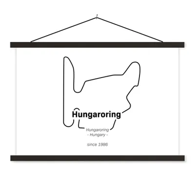 Produktbild von MuchoWow® Textilposter Formel 1 - Ungarn - Rennstrecke 60x40 cm mit schwarzem Rahmen - Hölzernes