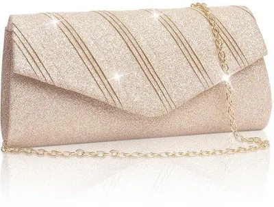 Produktbild von Glitzer Clutch, Rosa-Gold, 22x6x11cm, Metallic Abendtasche