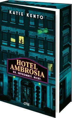 A book cover showing a hotel facade at night.