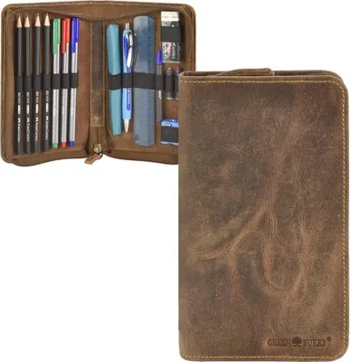 Produktbild von Greenburry Leder Stiftmappe 1teilig Federmappe Stiftetui Federtasche Vintage 1575-25