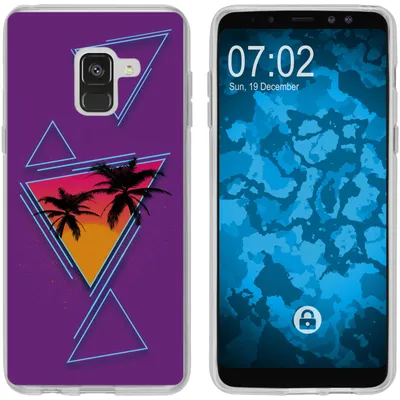Produktbild von PhoneNatic Case kompatibel mit Samsung Galaxy A8 Plus (2018) Silikon-Hülle Retro Wave Palmen M3