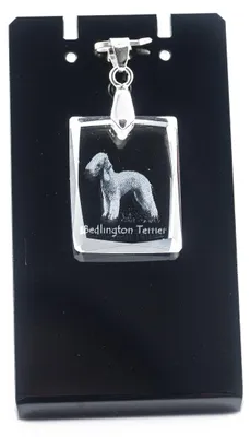 Zdjęcie produktu dla Bedlington Terrier - Kryształowa zawieszka z psem, naszyjnik z fotografią, wyjątkowe biżuterii od Art-Dog