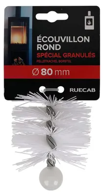 Zdjęcie produktu dla Szczotka kominowa RUECAB, średnica 80 mm, do pieców peletowych, wykonana z nylonu, średnica 80 mm