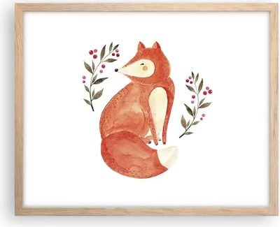Produktbild von Gerahmtes Poster - Rahmen in heller Eiche - Nov Illustration Fuchs - 50x40 cm - Wand Bild - Wanddeko - Wandbilder - Kunstposter - Wandposter - Bilderrahmen - Bilder - Kunstdruck - P2NAA50x40-4862