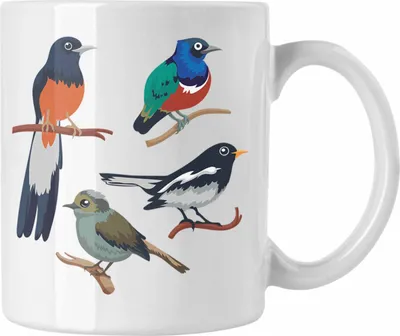 Produktbild von Trendation - Arten von Vögeln Vogel Tasse Geschenk Grafik Geschenkdiee für Vogel-Liebhaber (Weiß)
