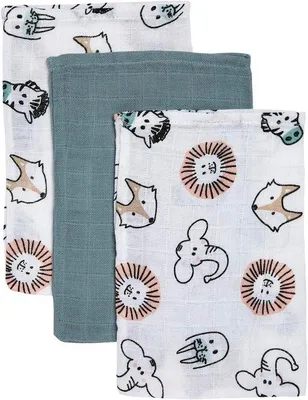 Produktbild von Waschlappen aus Baumwolle – Waschlappen für Babys – Babypflege – 100 % Baumwolle – Set mit 3 Stück – Mehrfarbig