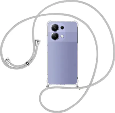 Produktbild von Handykette Backcover-Schutzhülle mit Band (Metall silberfarben) für Xiaomi Redmi Note 13 4G - silbergrau